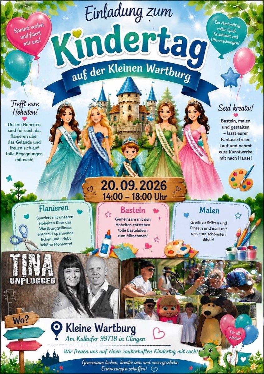Plakat zum Kindertag auf der Kleinen Wartburg am 20. September 2026